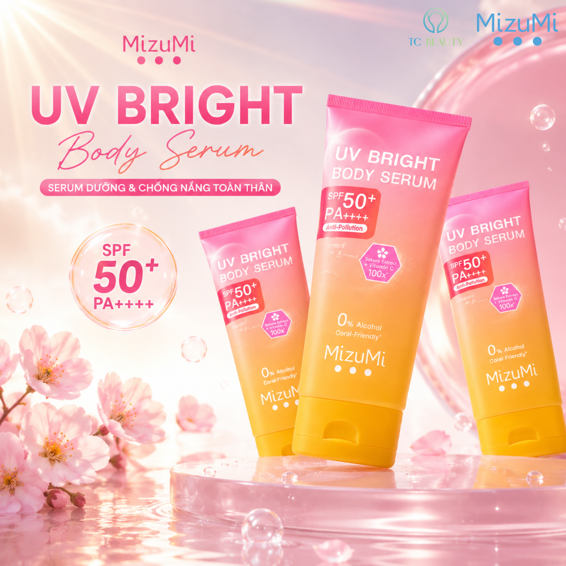 Serum dưỡng và chống nắng toàn thân MizuMi UV Bright Body Serum 180 ml