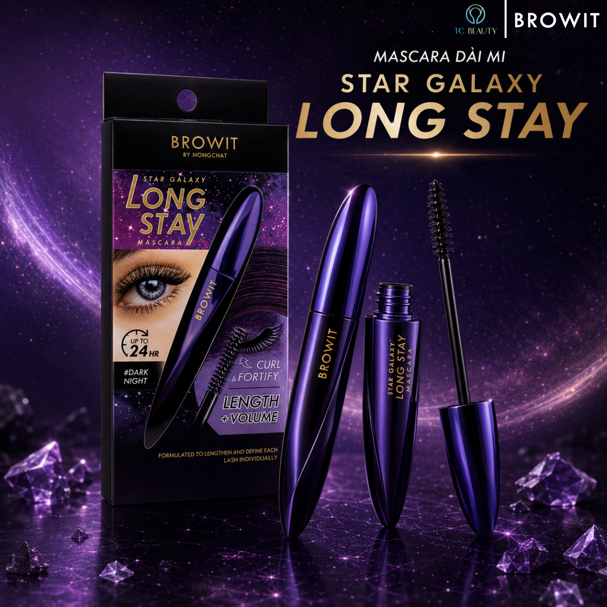 Chuốt mi Nongchat Star Galaxy Long Stay Curl & Fortify + Length + Volume