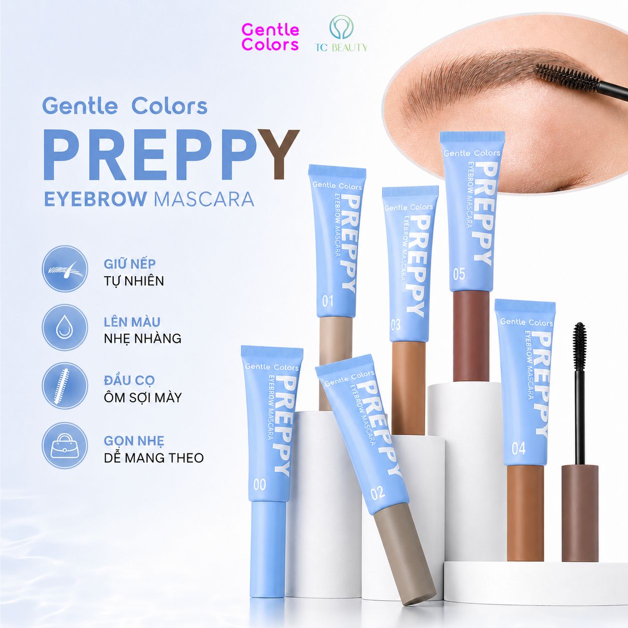 Gel đổi màu và định hình lông mày Gentle Colors Preppy Eyebrow Mascara
