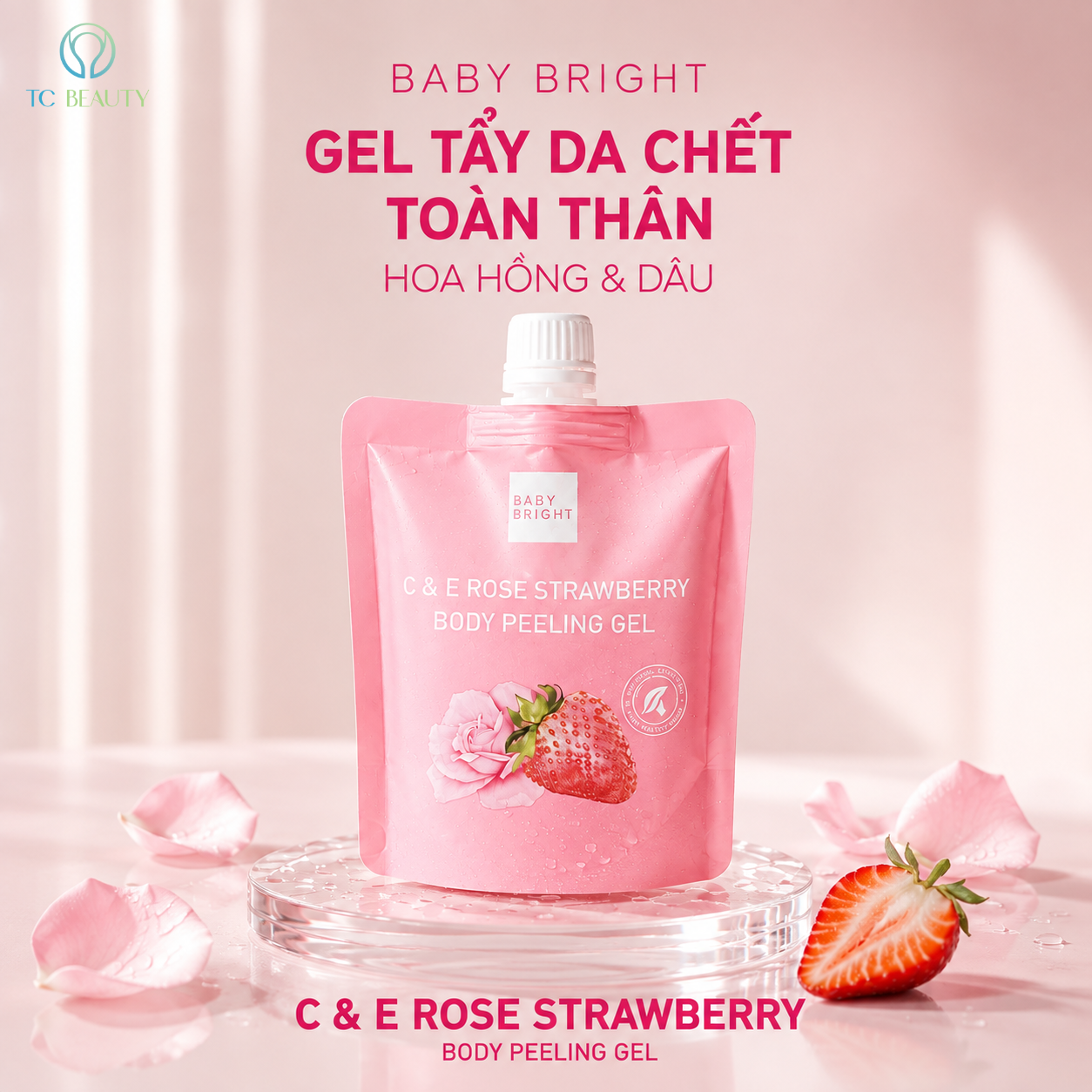 Gel tẩy da chết body sáng da C & E Rose Strawberry Body Peeling Gel 200ml