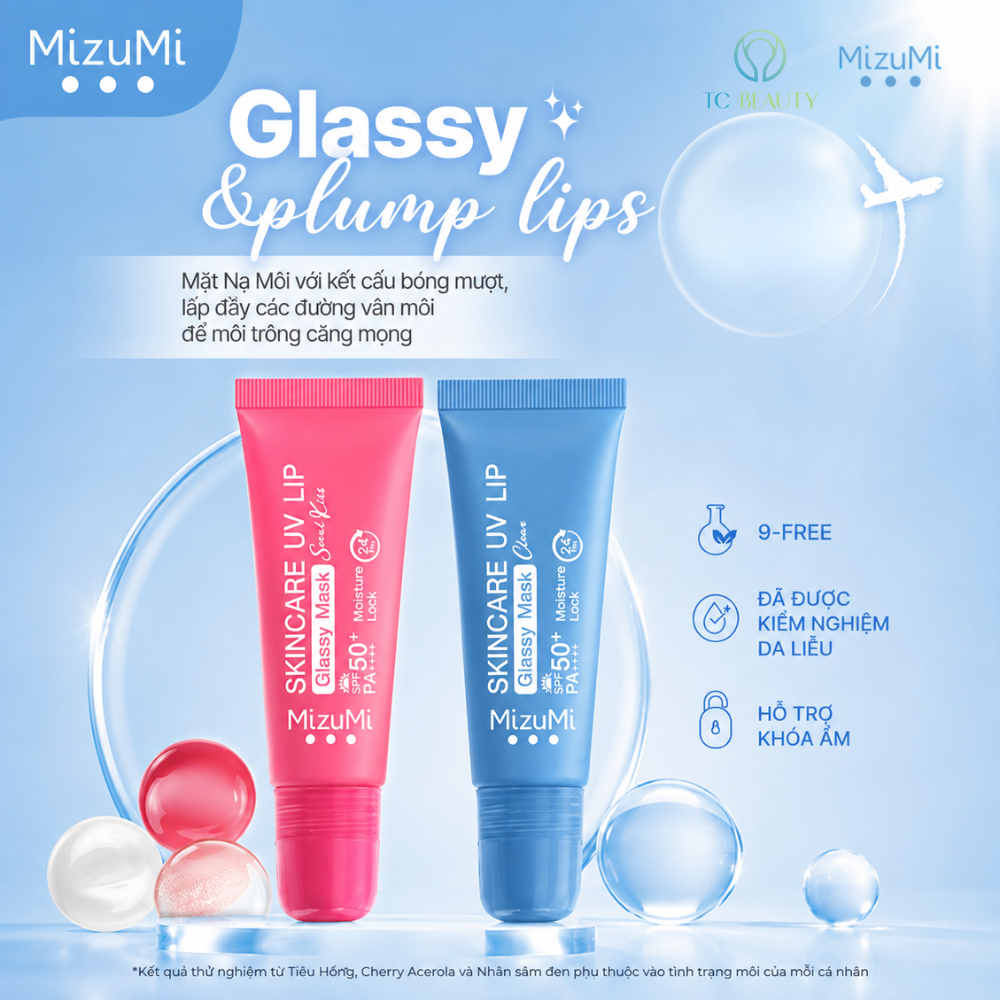 Son dưỡng chống nắng dạng tuýp MizuMi Skincare UV Lip Glassy Mask Clear 8ml