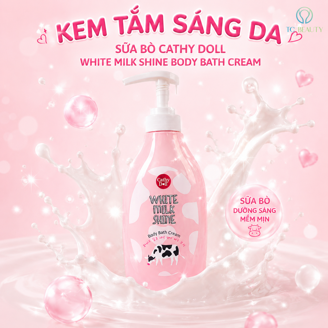 Kem Tắm Sáng Da Cathy Doll White Milk Shine Body Bath Cream 450ml