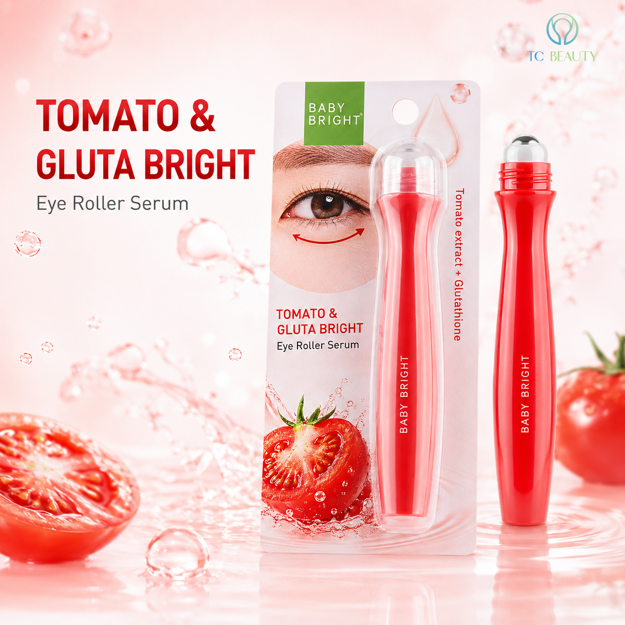 Cây lăn mắt cà chua và Gluta Tomato & Gluta Bright Eye Roller Serum 15ml