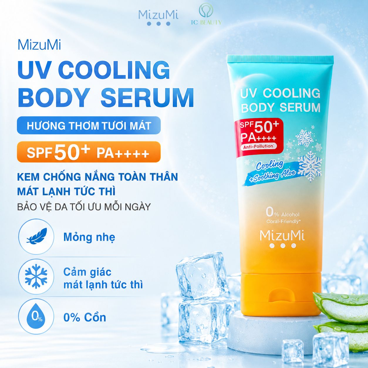 Serum dưỡng và chống nắng toàn thân làm dịu da MizuMi UV Cooling Body Serum 165 ml