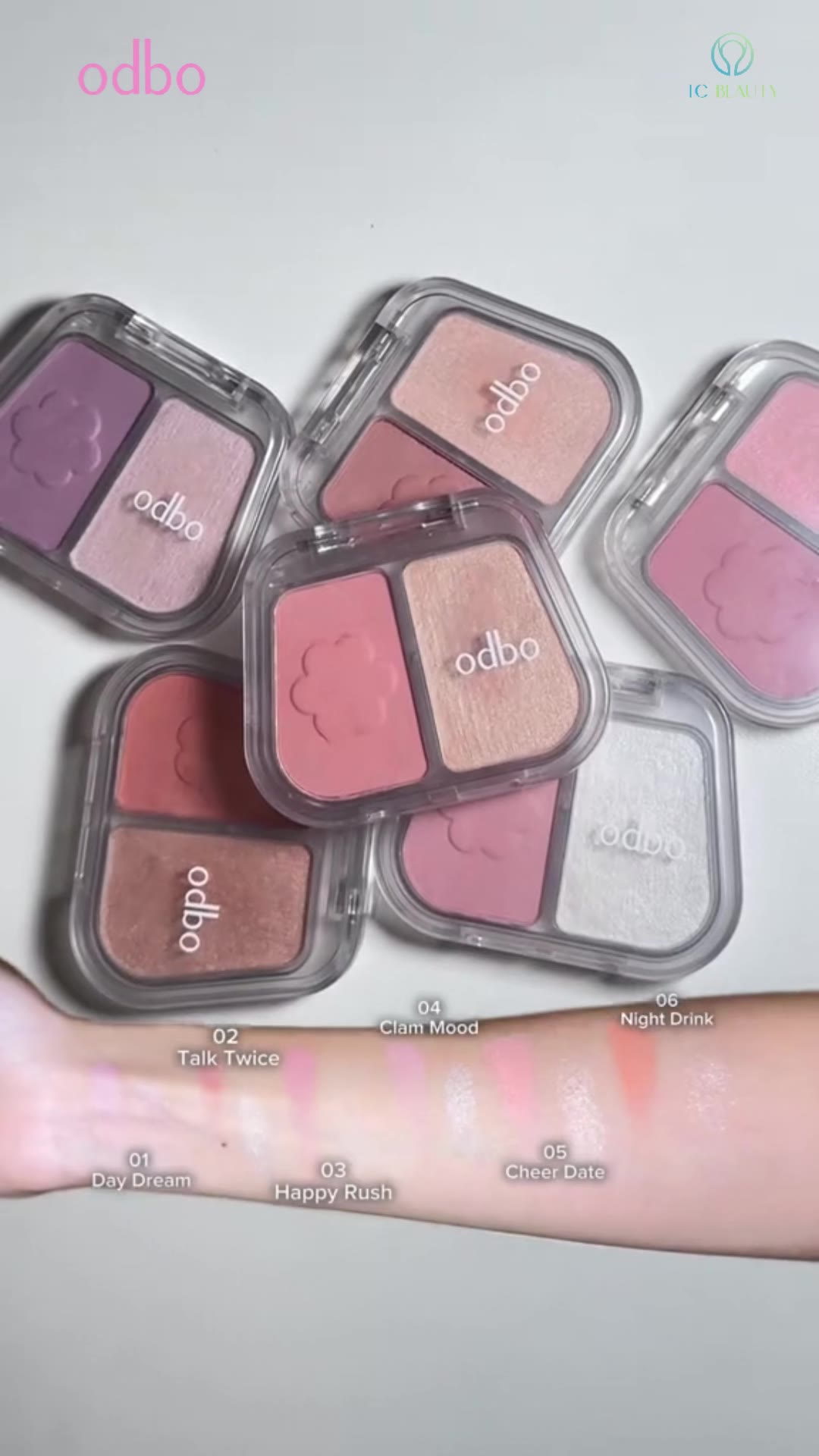 PHẤN MÁ HỒNG BẮT SÁNG OD1333 ODBO DUO FUSE BLUSH & HIGHLIGHT